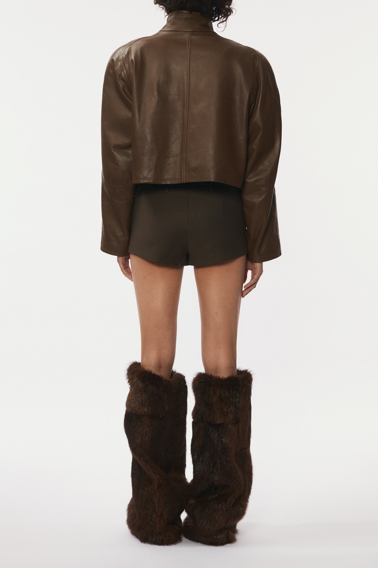 Leather Jacket Short - brown