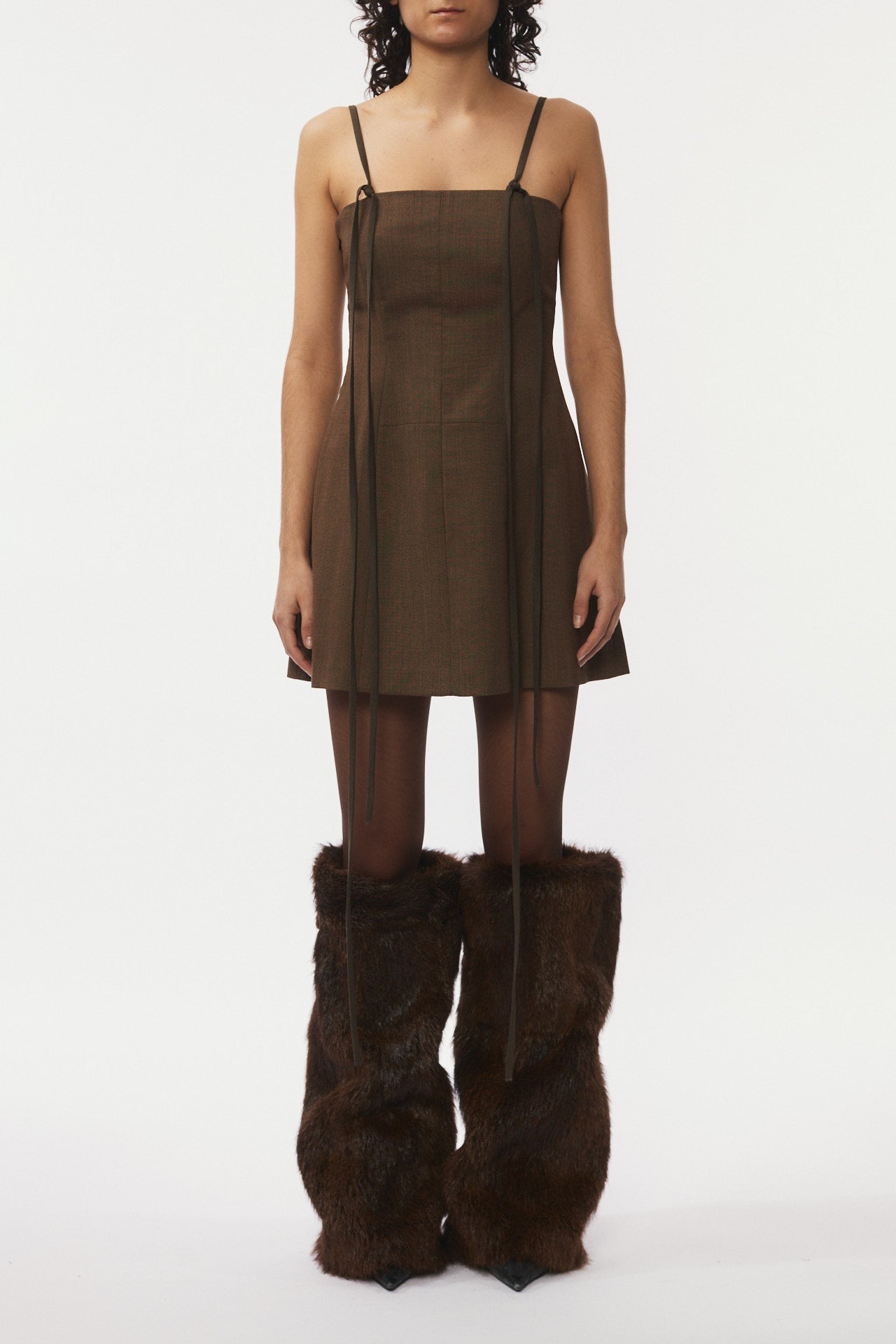 Strap Dress Short- brown