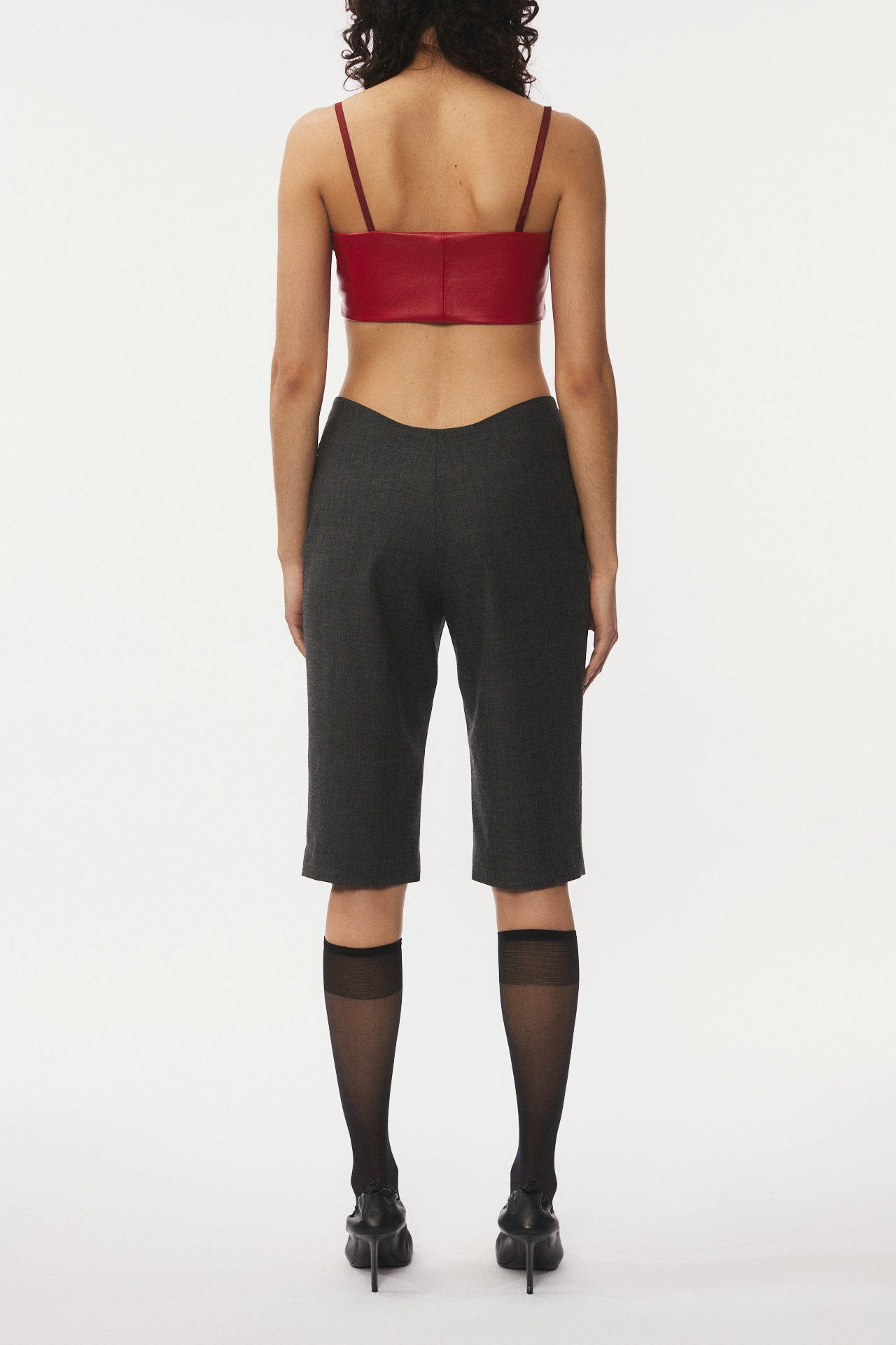 Leather Bandeau Top- red