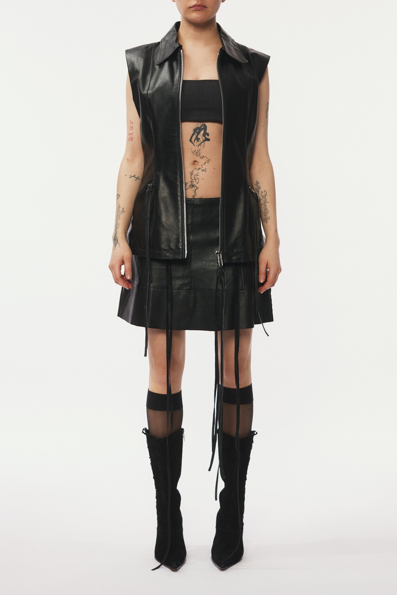 Leather Skirt Short - black