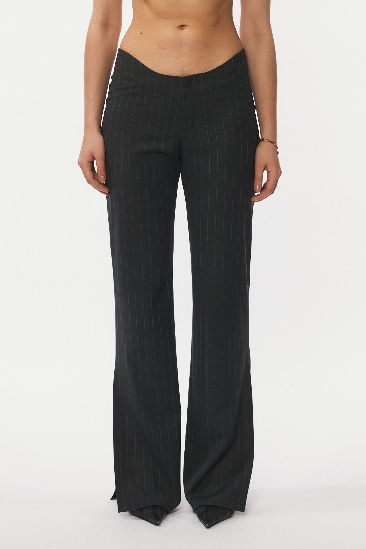 Trouser Slim Leg - pinstripe grey wool