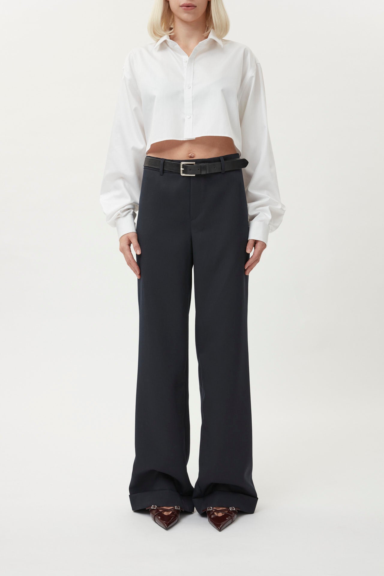 Cropped Power Shirt - white