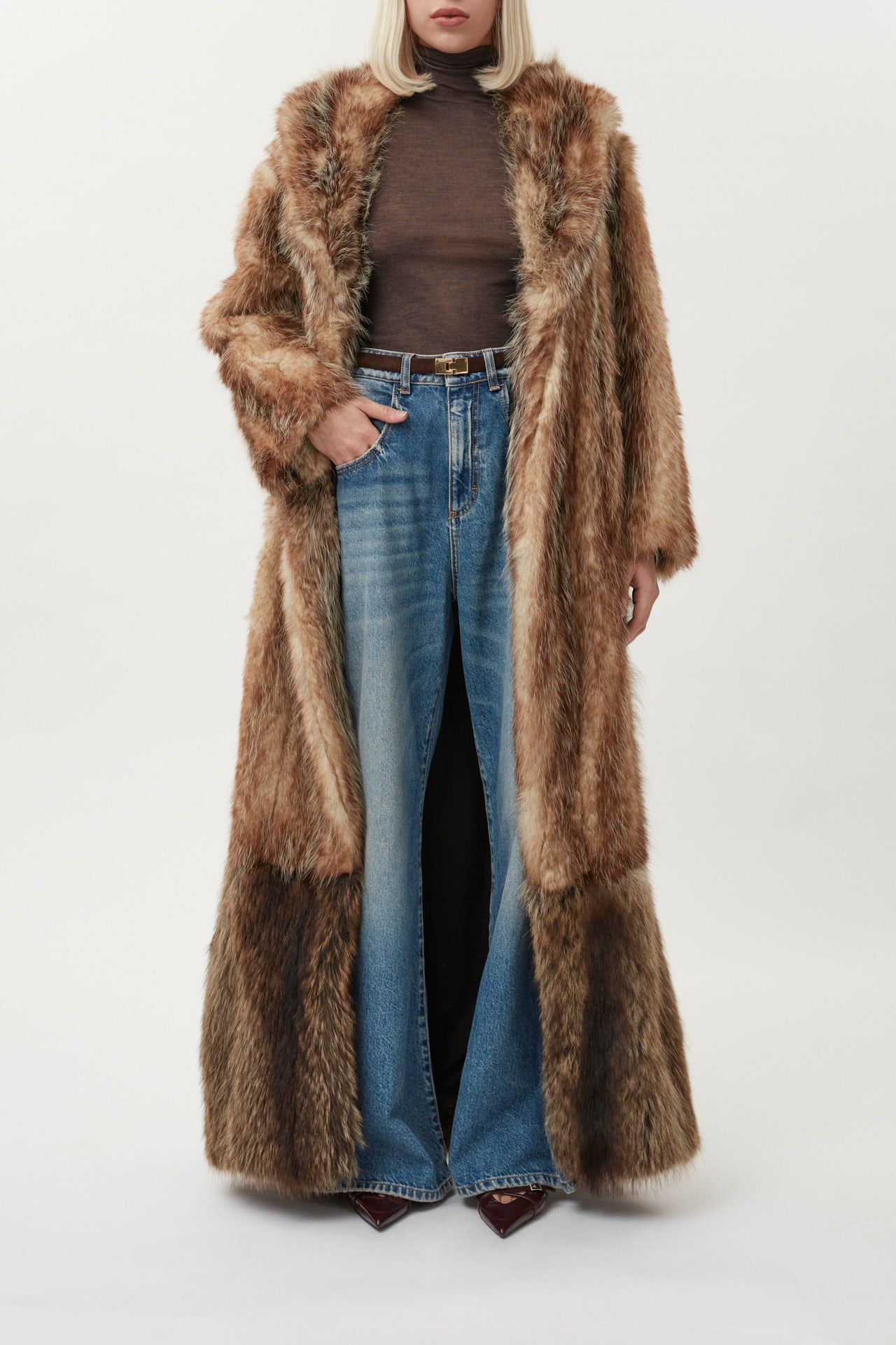 Fur Coat Long - brown