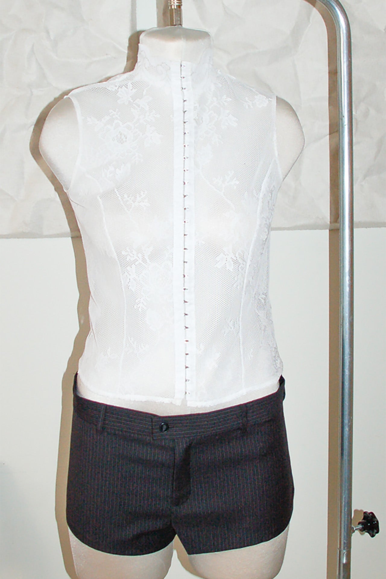 White Lace Top Hook-and-Eye Closing