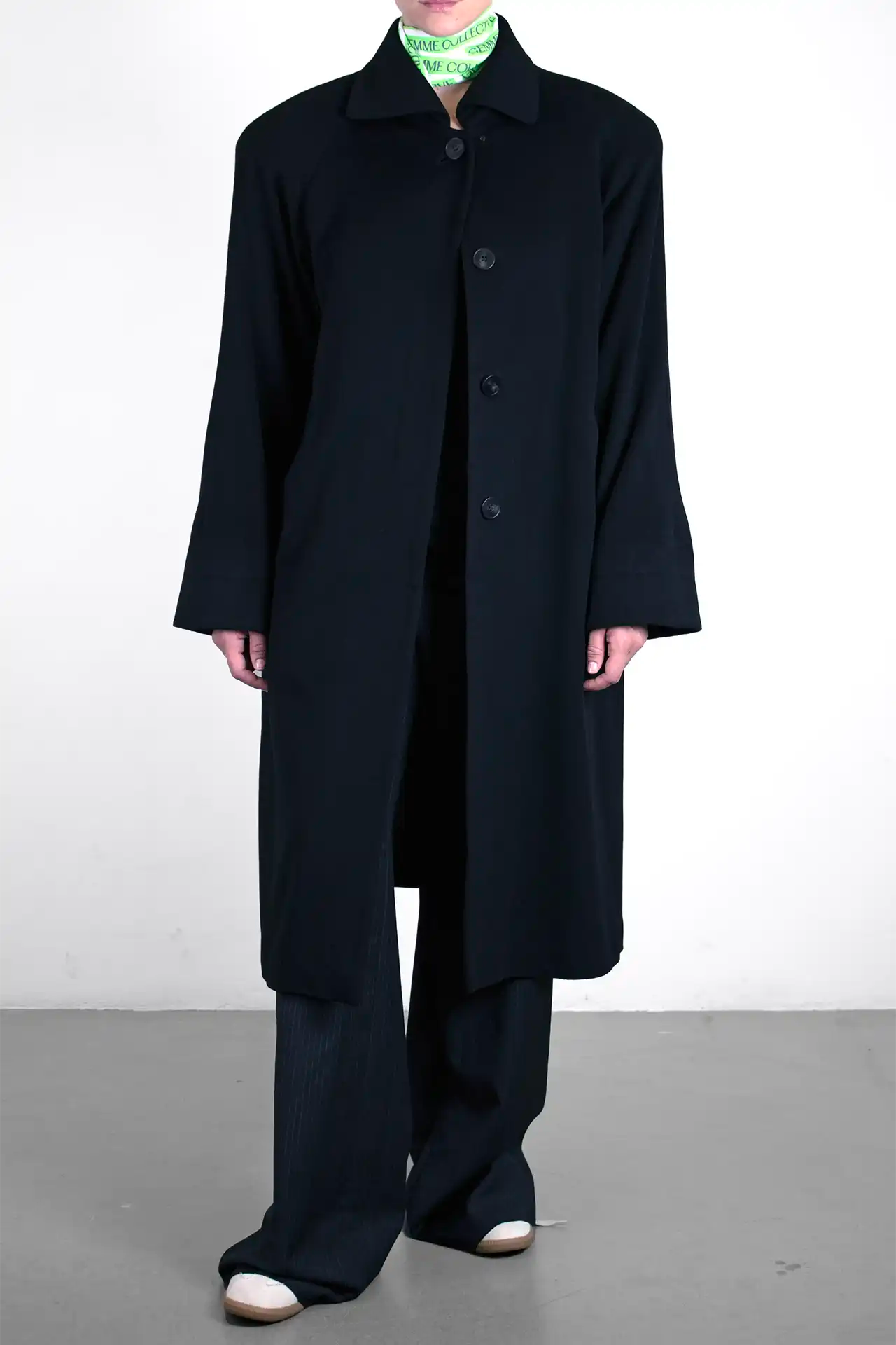 Cashmere Coat Sharp Long- black
