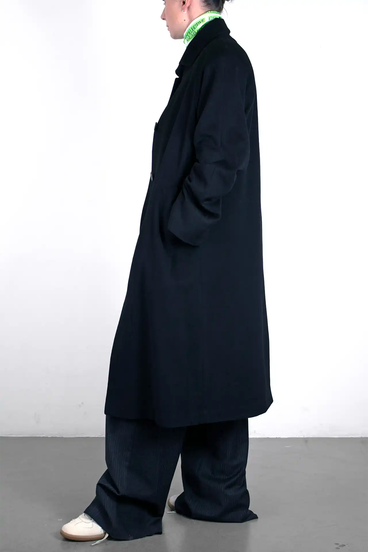Cashmere Coat Sharp Long- black