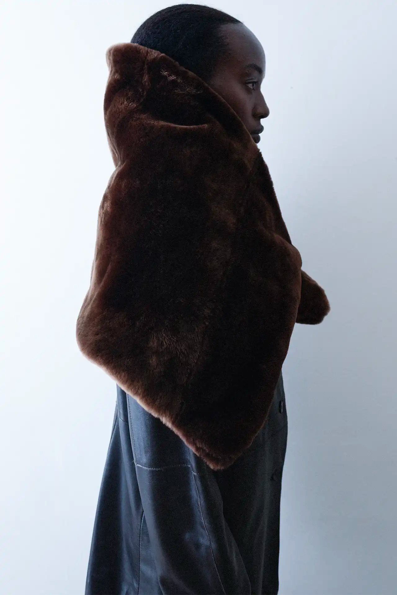 Fur Scarf Large - dark brown