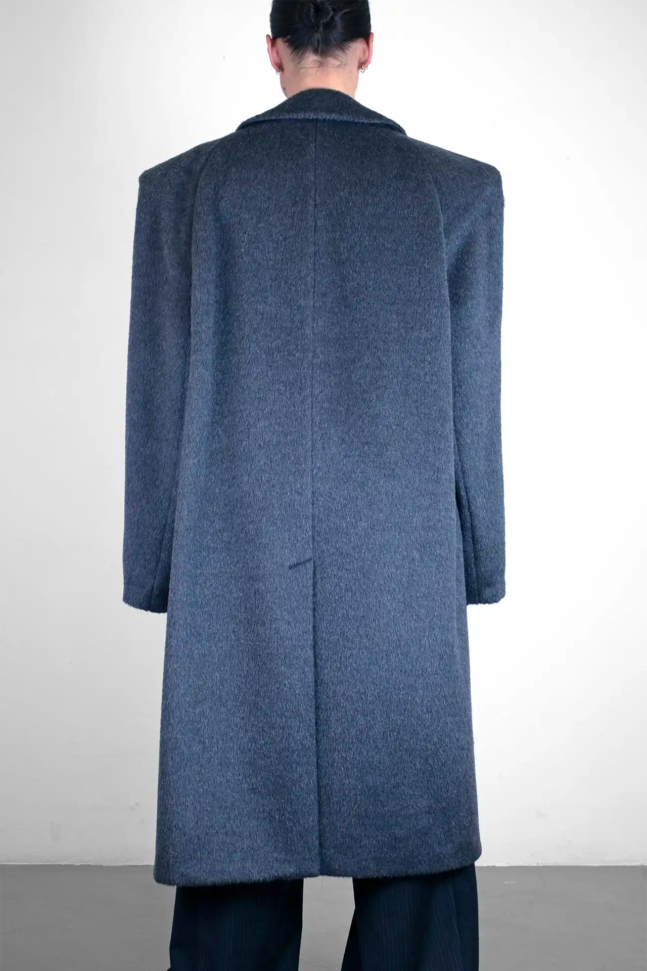 Llama Wool Coat Sharp Long - grey