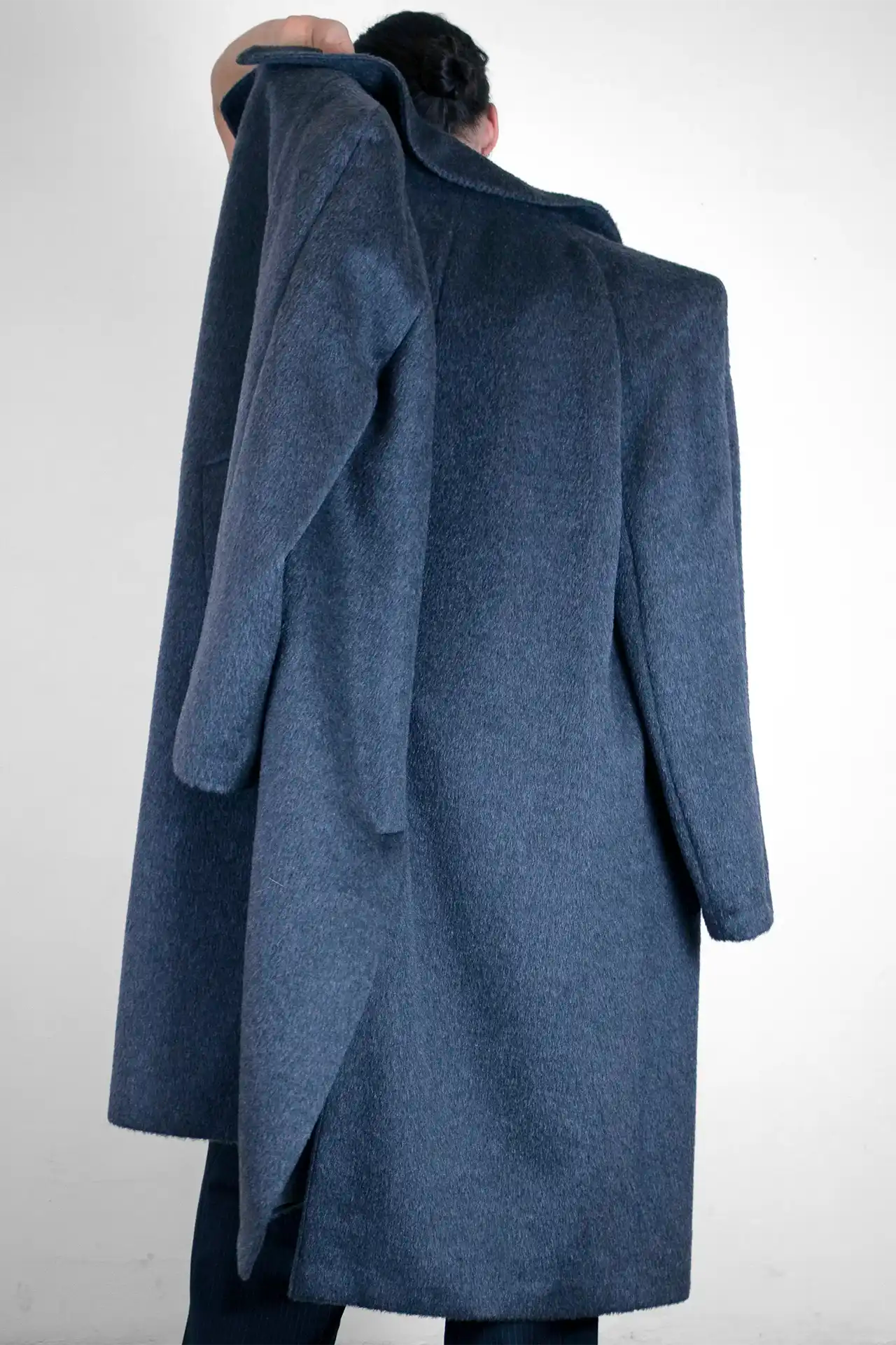 Llama Wool Coat Sharp Long - grey