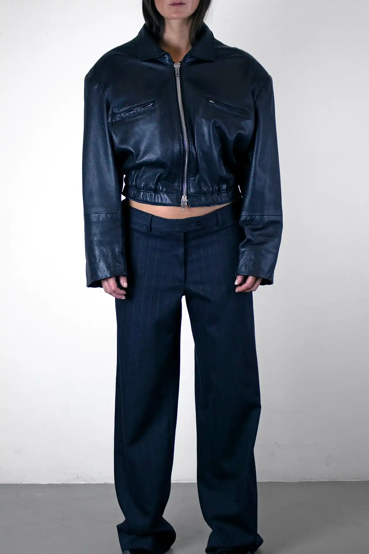 Leather Jacket Short - black