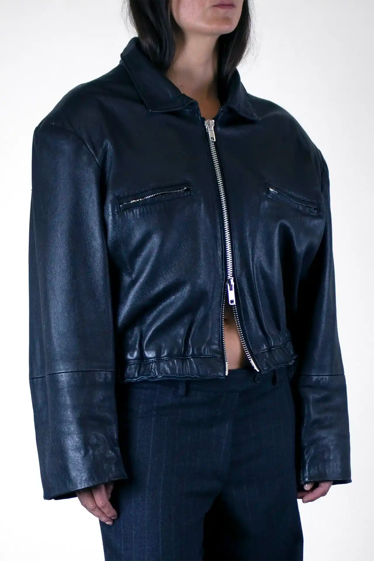 Leather Jacket Short - black