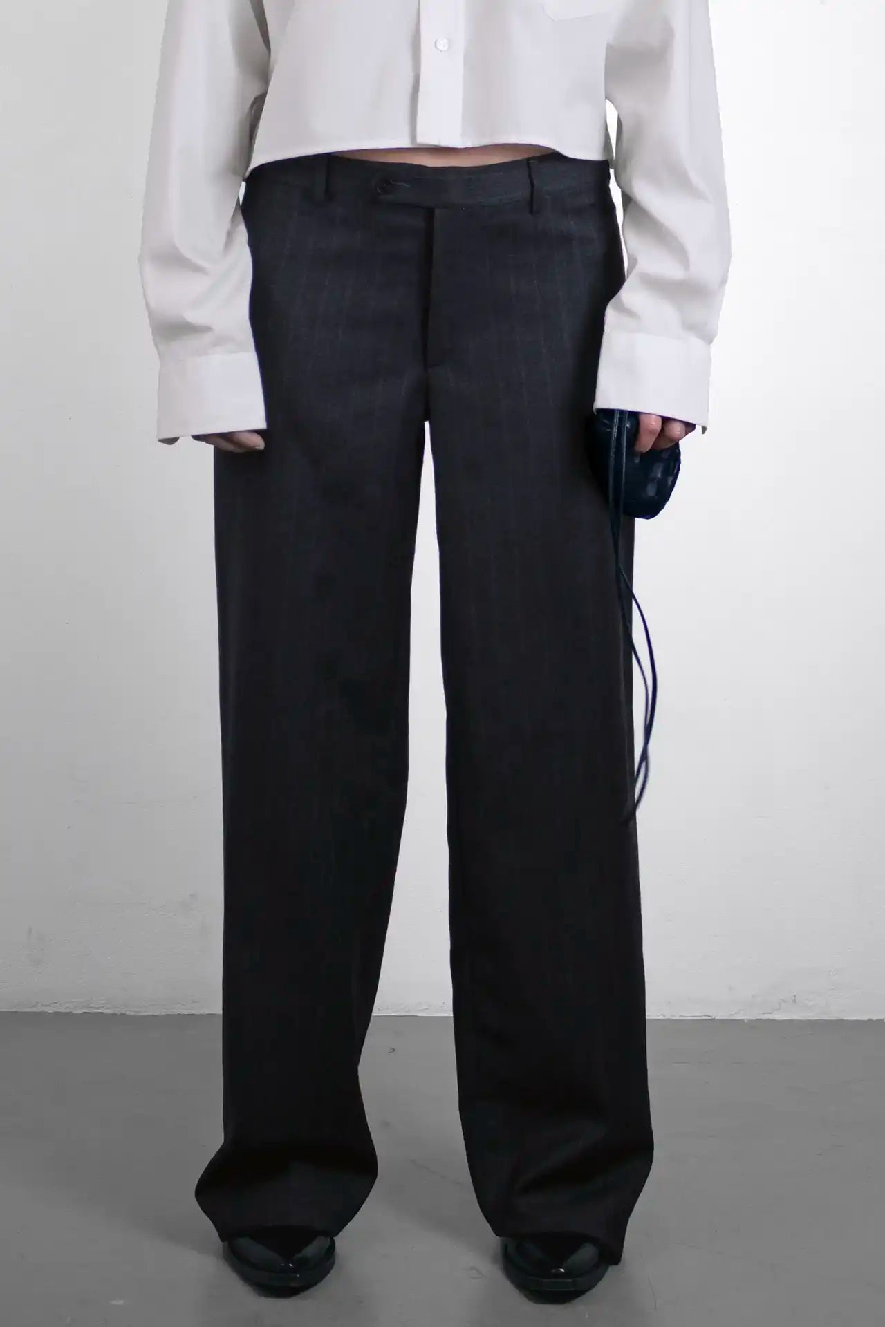 Trouser Straight Leg- grey stripe
