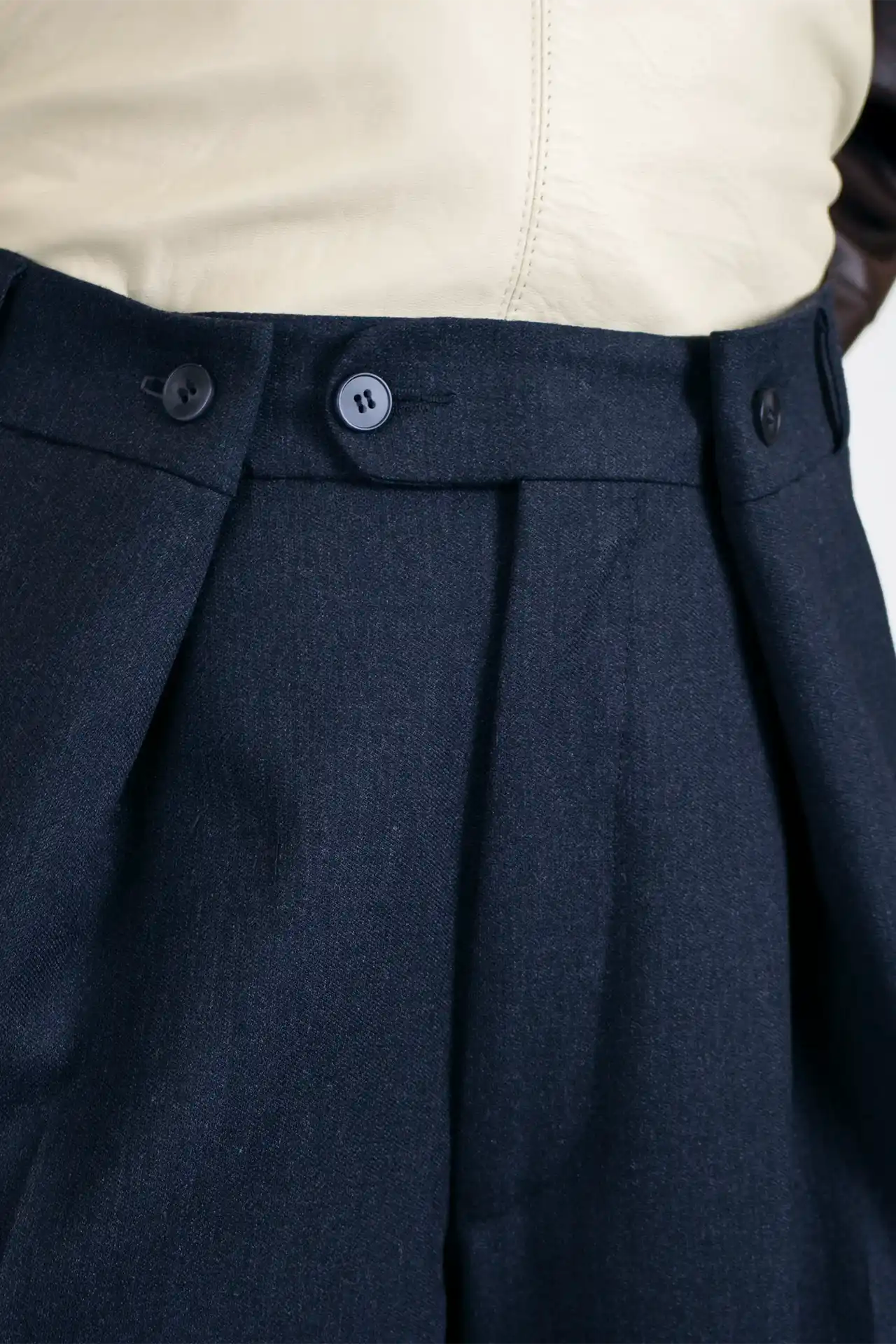 Trouser Wide Leg Double Button- dark grey