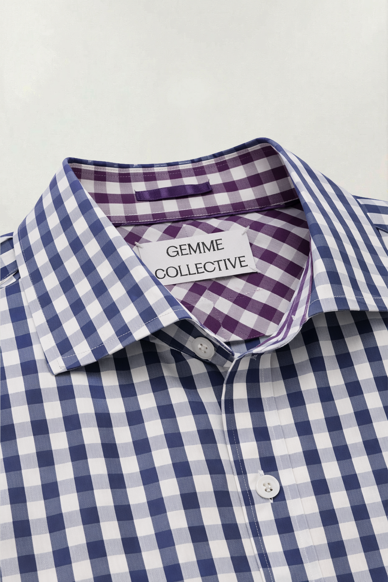Cropped White and Blue Gingham Shirt
