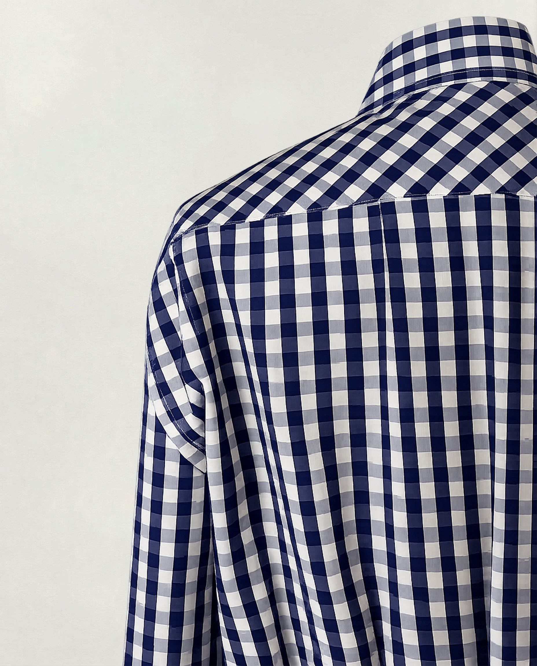 Cropped White and Blue Gingham Shirt