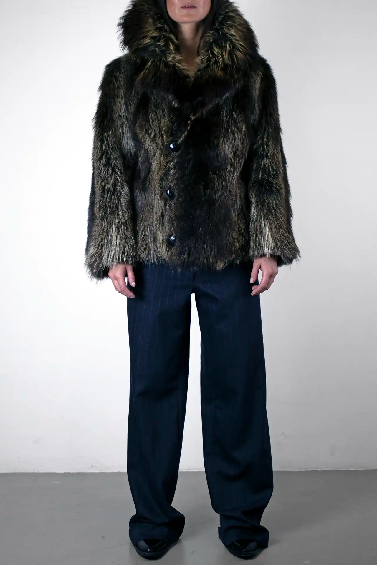 Fur Jacket Short- dark brown